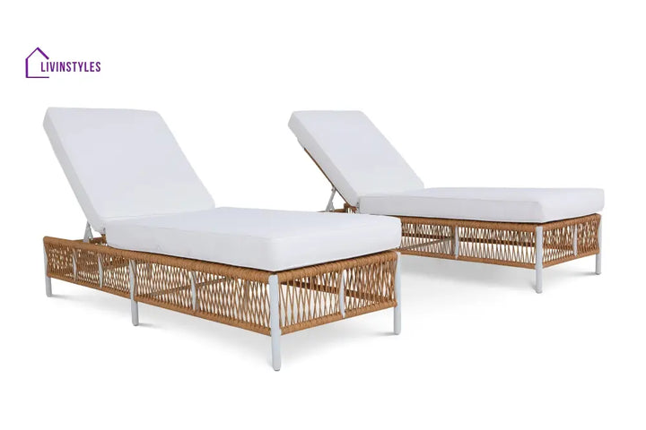 Dezire Outdoor Swimming Poolside Lounger Set of 2 (Honey) - Loungers