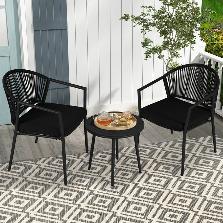 Ocana Outdoor Patio Seating Set 2 Chairs and 1 Table Set  Braided And Rope