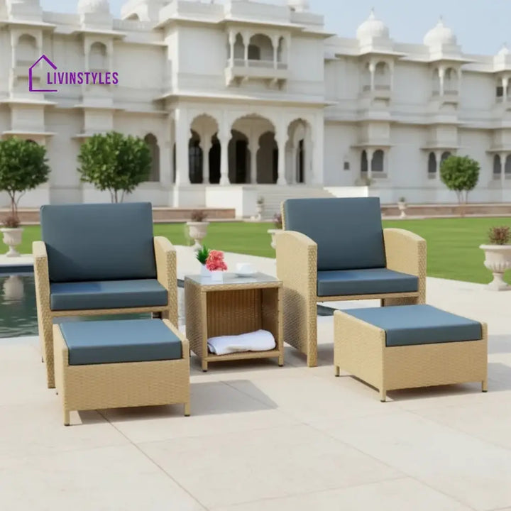 Dhanvi Outdoor 5 Piece Patio Wicker All Weather Sectional Furniture Set - Patio Sofa Set