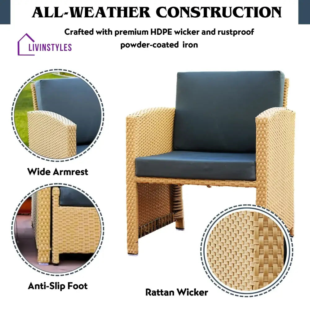 Dhanvi Outdoor 5 Piece Patio Wicker All Weather Sectional Furniture Set - Patio Sofa Set
