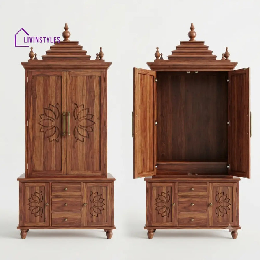 Dhanya Premium Solid Wood Home Temple | Pooja Mandir for Home