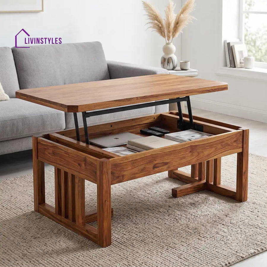 Dharani Sheesham Wood Lift Top Coffee Table for Living Room