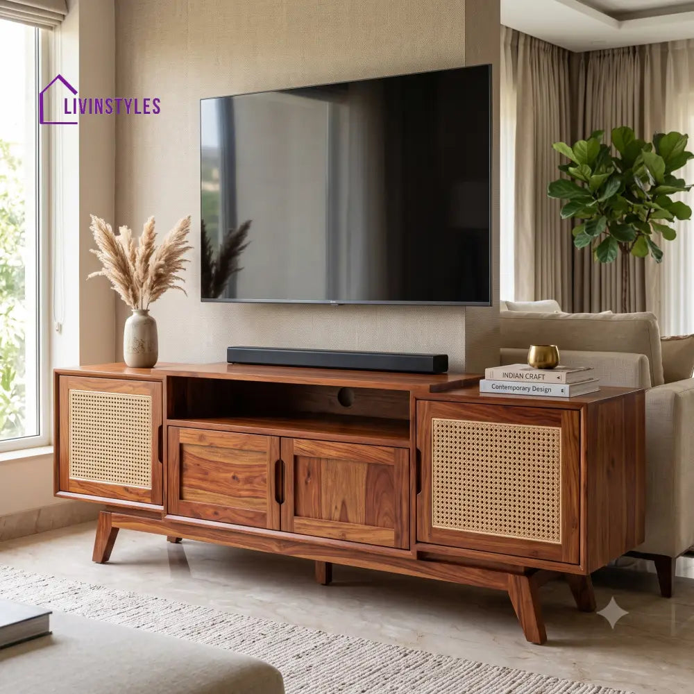 Dharani Sheesham Wood TV Cabinet With Storage For Living Room 72 Inch