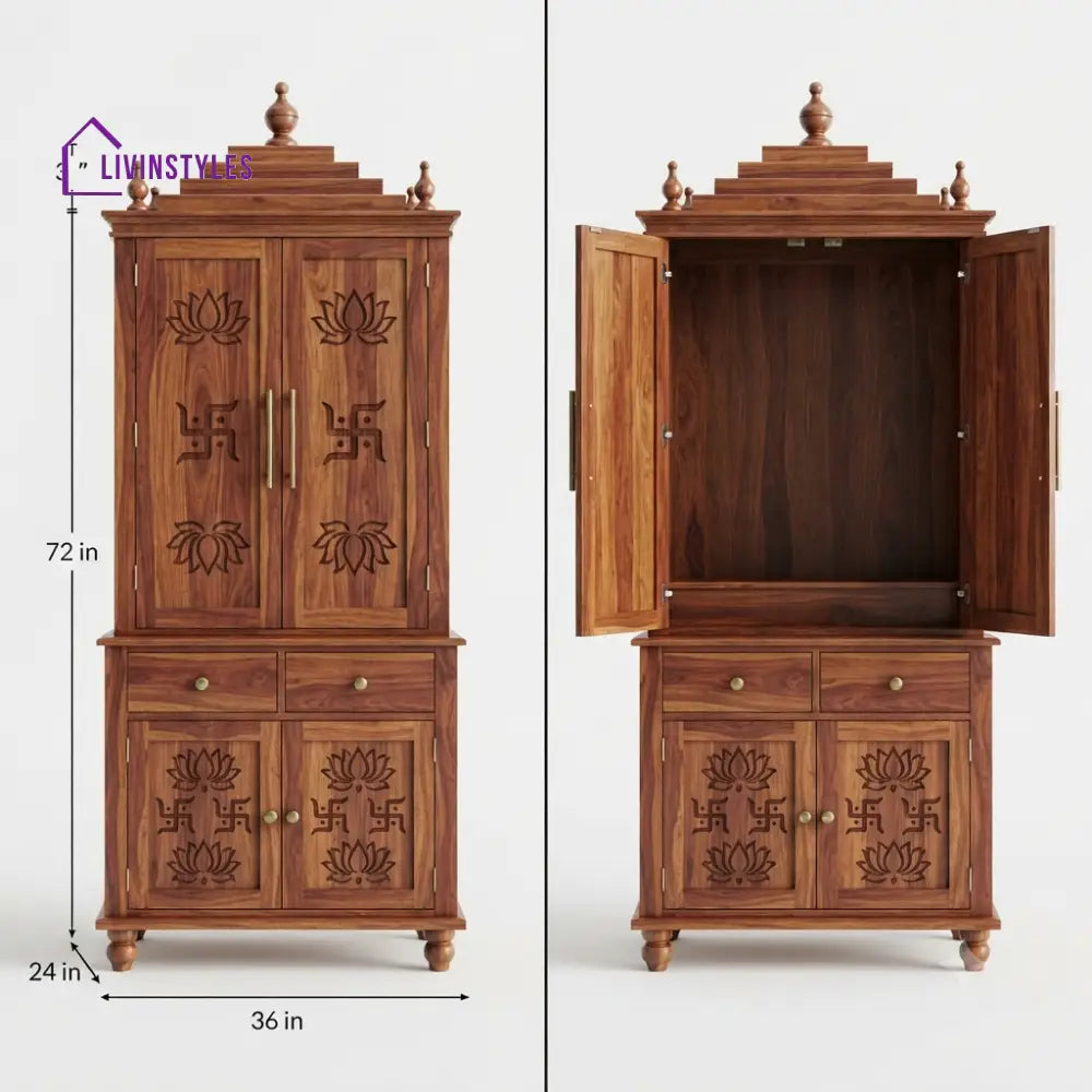 Dharini Premium Solid Wood Home Temple | Pooja Mandir for Home