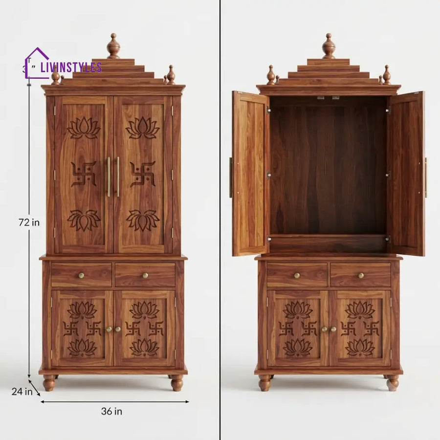 Dharini Premium Solid Wood Home Temple | Pooja Mandir for Home