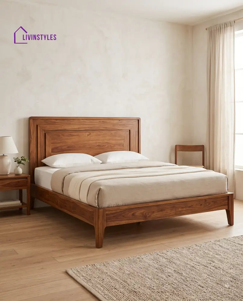Dhivya Sheesham Wood King Size Bed | Wooden Bed without Storage