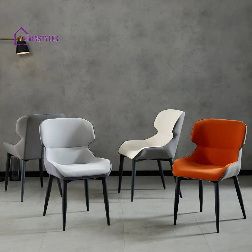 Dhrisha Metal Dining Chair | Velvet Fabric | High Density Foam