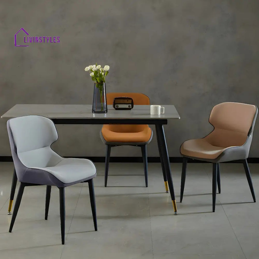 Dhrisha Metal Dining Chair | Velvet Fabric | High Density Foam