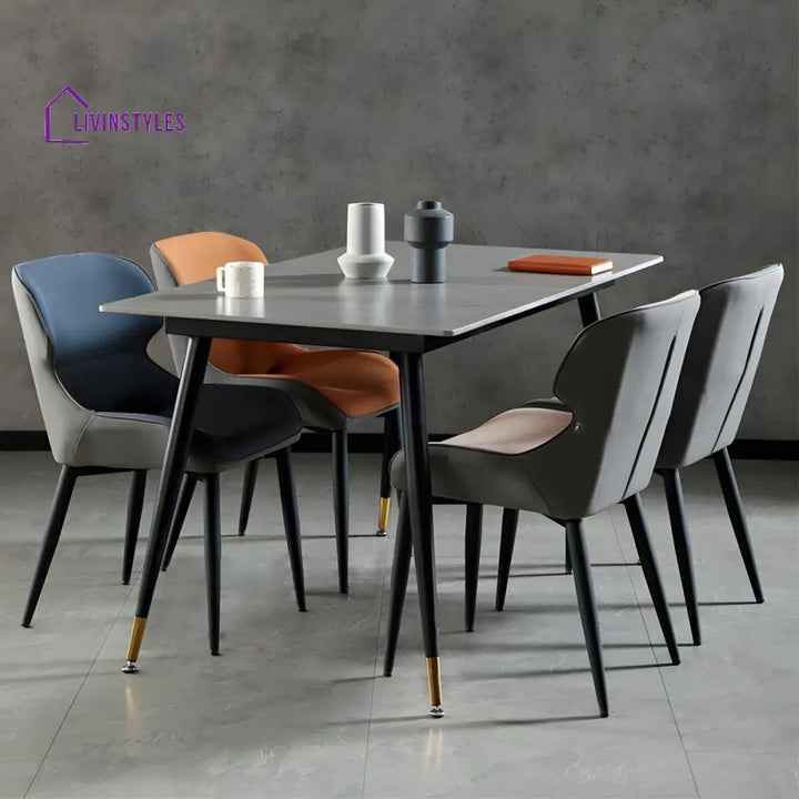Dhrisha Metal Dining Chair | Velvet Fabric | High Density Foam