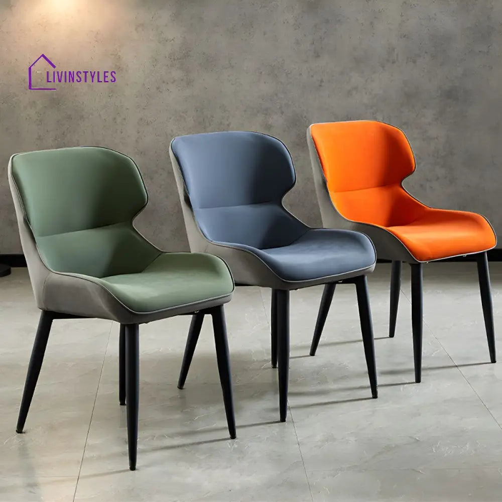 Dhrisha Metal Dining Chair | Velvet Fabric | High Density Foam