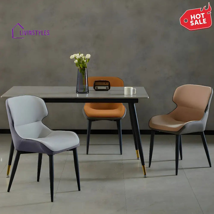 Dhrisha Metal Dining Chair | Velvet Fabric | High Density Foam
