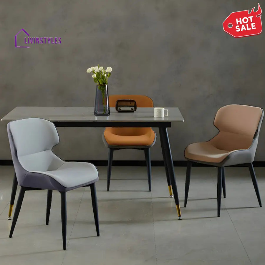 Dhrisha Metal Dining Chair | Velvet Fabric | High Density Foam