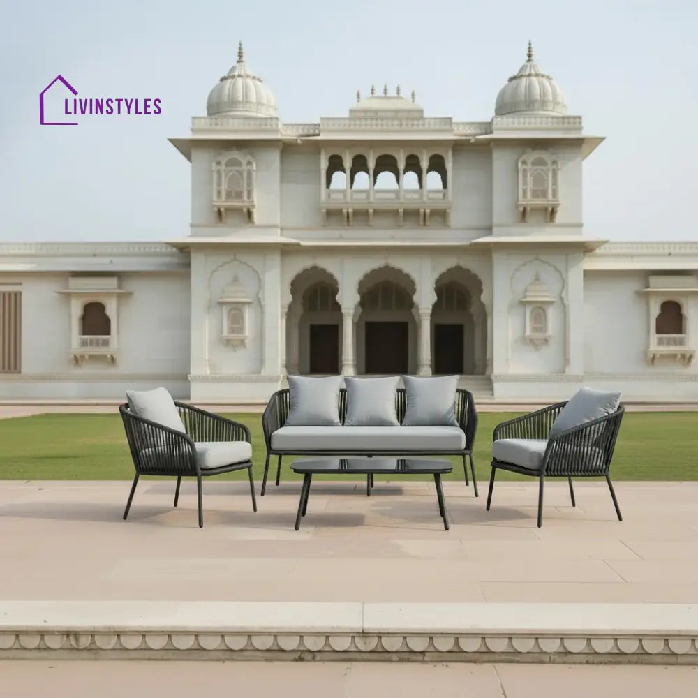 Dhruv 4 Piece Patio Sofa Set (Grey)