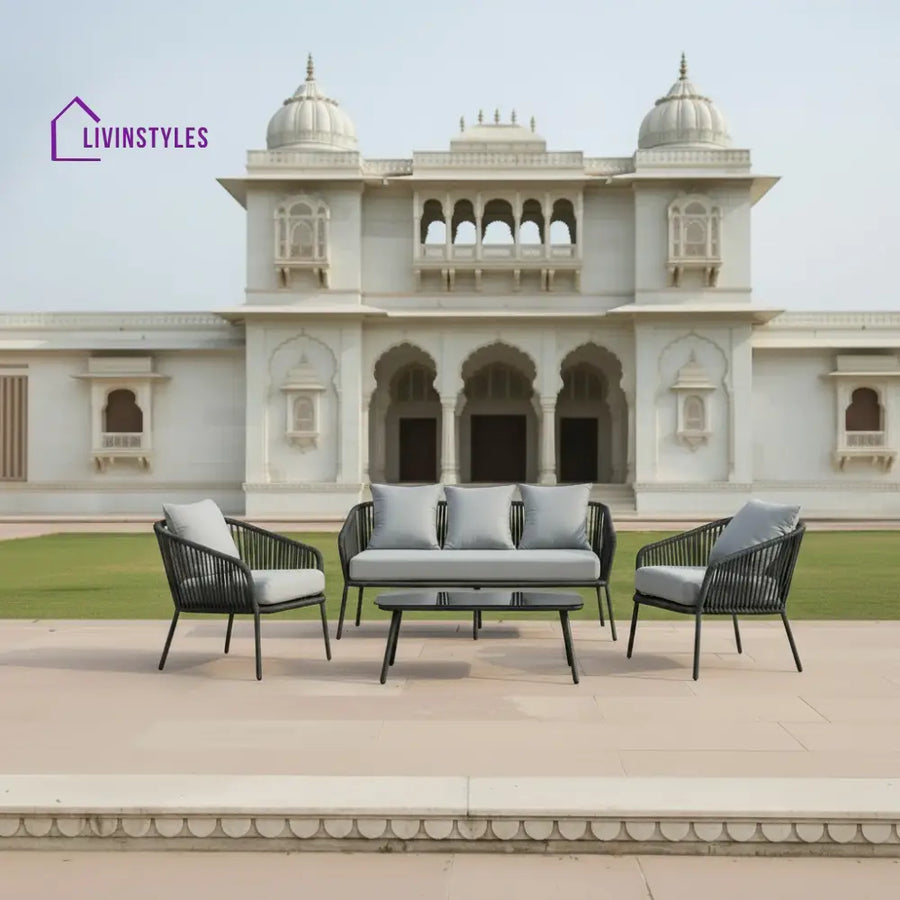 Dhruv 4 Piece Patio Sofa Set (Grey)