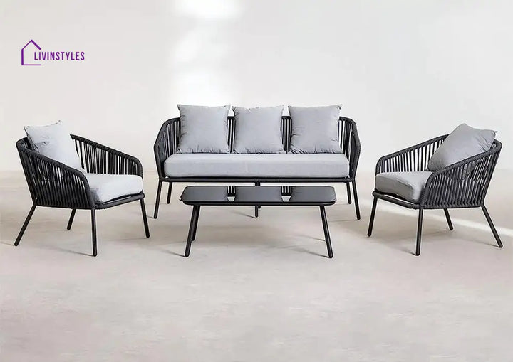 Dhruv 4 Piece Patio Sofa Set (Grey)