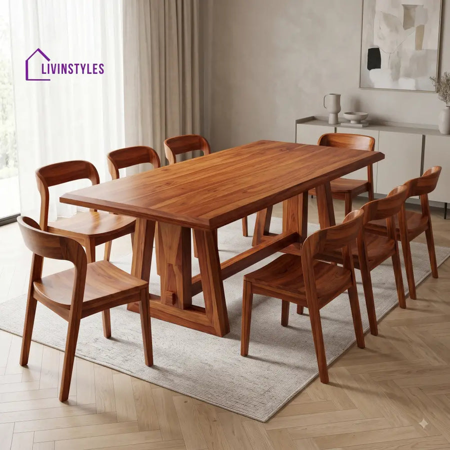 Dhruv Premium Solid Wood 8 Seater Dining Table Set