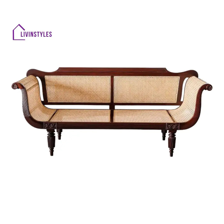 Dhwani 3 Seater Teak Wood & Rattan Sofa