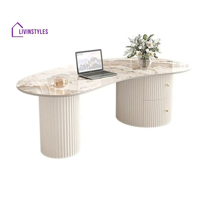Dhwani MDF Frame and Ceramic Marble Top Coffee Table for Living Room
