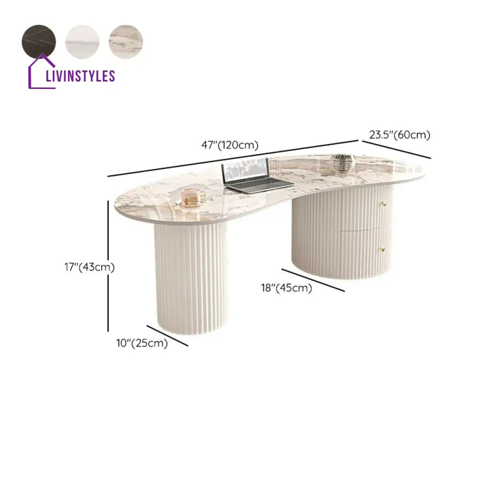 Dhwani MDF Frame and Ceramic Marble Top Coffee Table for Living Room