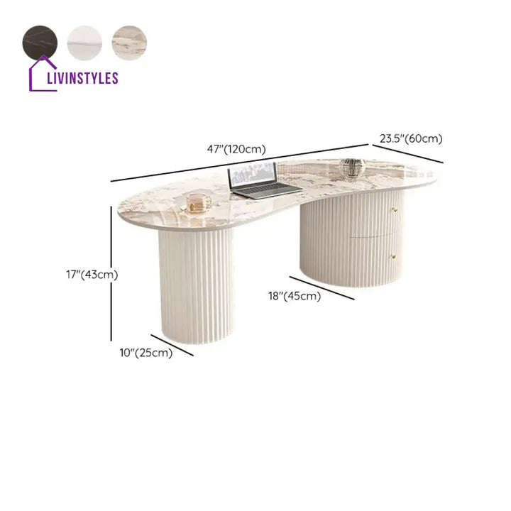 Dhwani MDF Frame and Ceramic Marble Top Coffee Table for Living Room