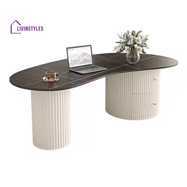 Dhwani MDF Frame and Ceramic Marble Top Coffee Table for Living Room