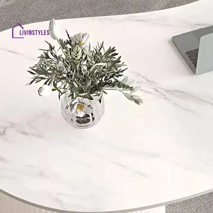 Dhwani MDF Frame and Ceramic Marble Top Coffee Table for Living Room