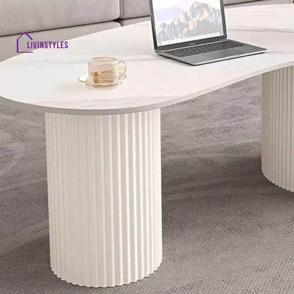 Dhwani MDF Frame and Ceramic Marble Top Coffee Table for Living Room