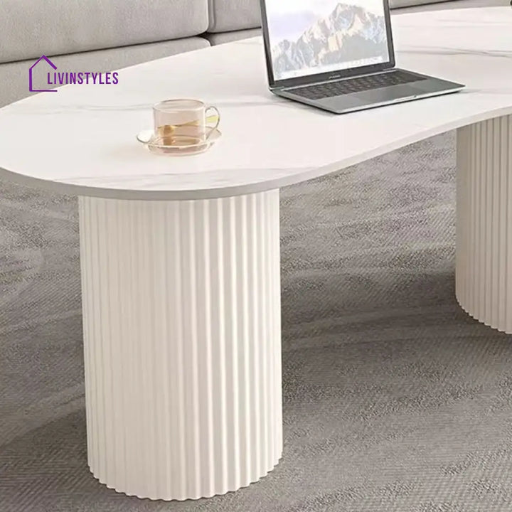 Dhwani MDF Frame and Ceramic Marble Top Coffee Table for Living Room
