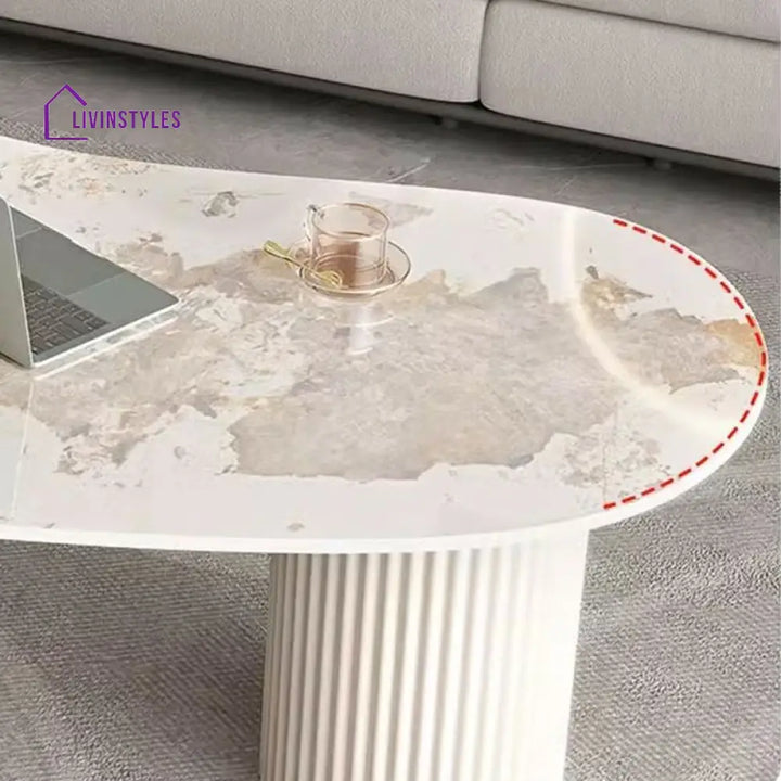 Dhwani MDF Frame and Ceramic Marble Top Coffee Table for Living Room