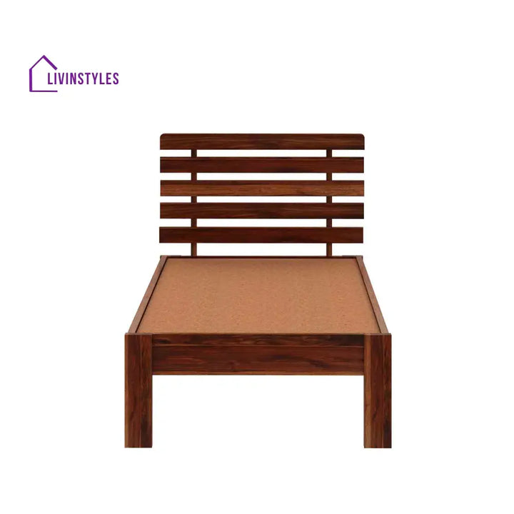 Diamantina Solid Sheesham Wood Single Bed Without Storage (Natural Finish) Bed