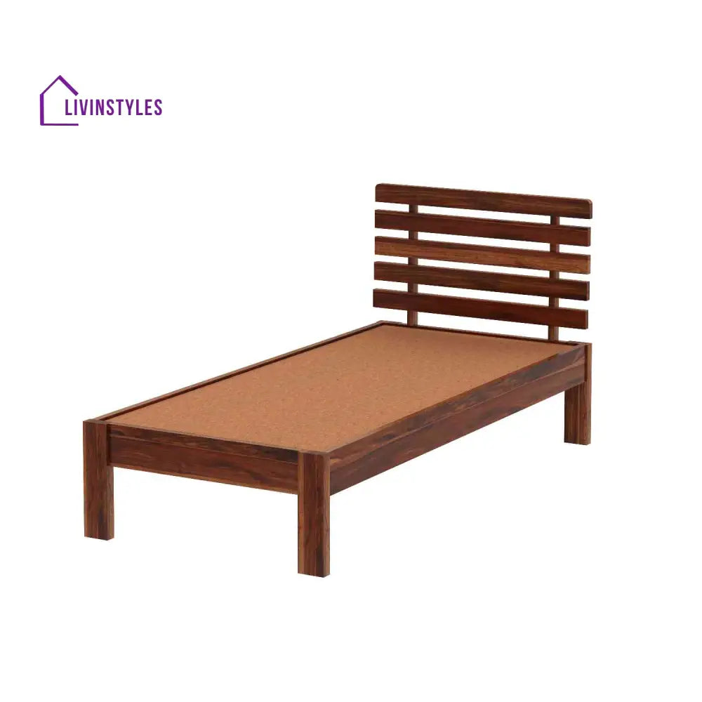 Diamantina Solid Sheesham Wood Single Bed Without Storage (Natural Finish) Bed