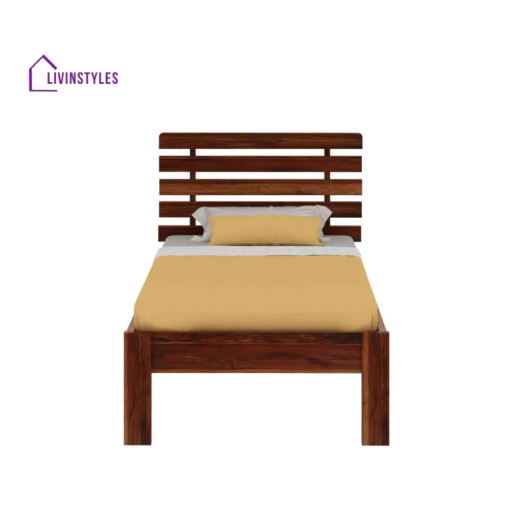 Diamantina Solid Sheesham Wood Single Bed Without Storage (Natural Finish) Bed