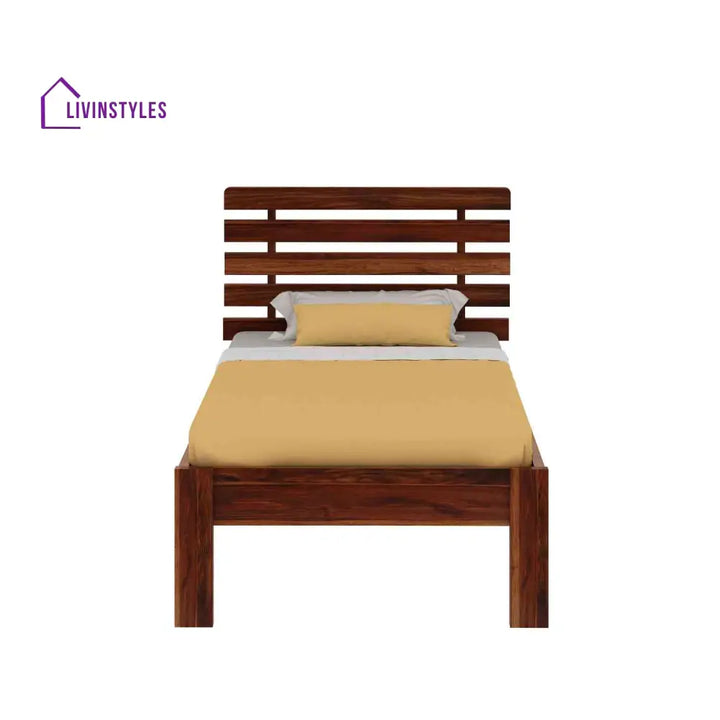 Diamantina Solid Sheesham Wood Single Bed Without Storage (Natural Finish) Bed