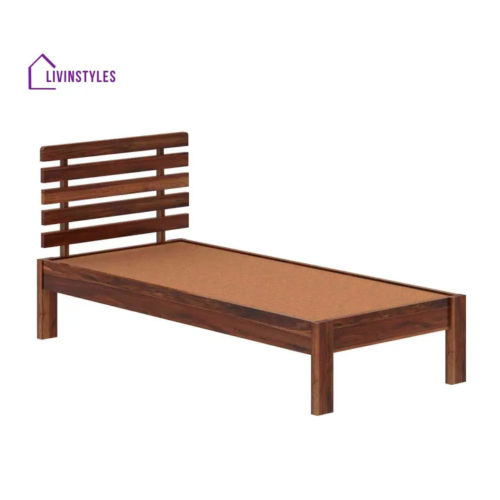 Diamantina Solid Sheesham Wood Single Bed Without Storage (Natural Finish) Bed