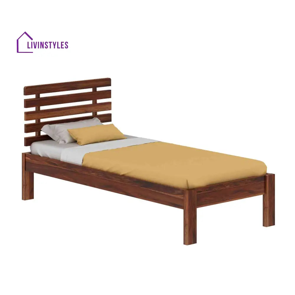 Diamantina Solid Sheesham Wood Single Bed Without Storage (Natural Finish) Bed