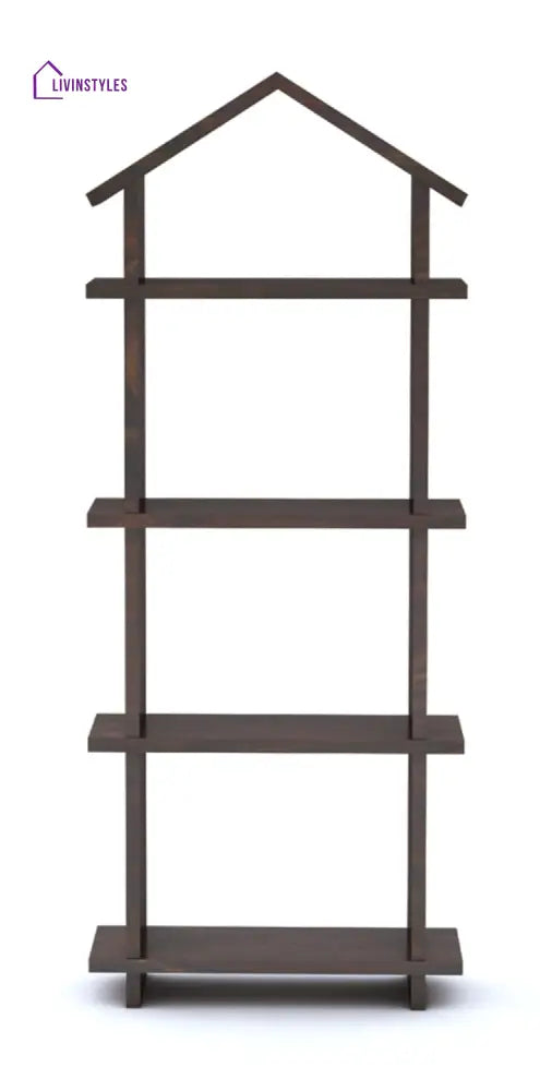 Diana Sheesham Wood Hut Shape Wall Shelves Wall Mounted Display Rack Storage Organizer Corner Hanging Shelf for Living