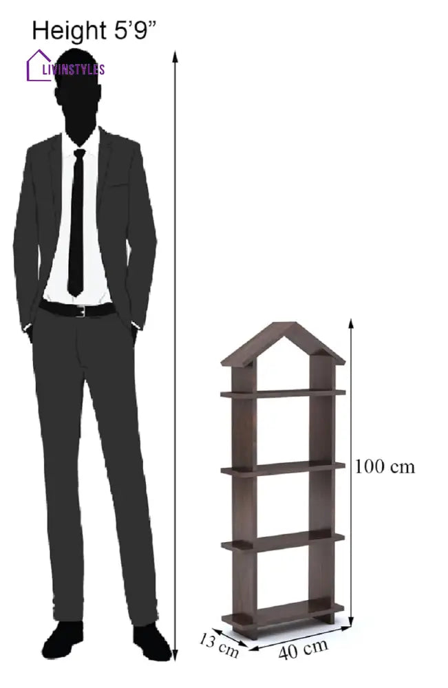 Diana Sheesham Wood Hut Shape Wall Shelves Wall Mounted Display Rack Storage Organizer Corner Hanging Shelf for Living