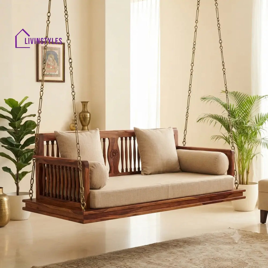 Didier 2 Seater Wooden Swing for Home | Wooden Jhula for home