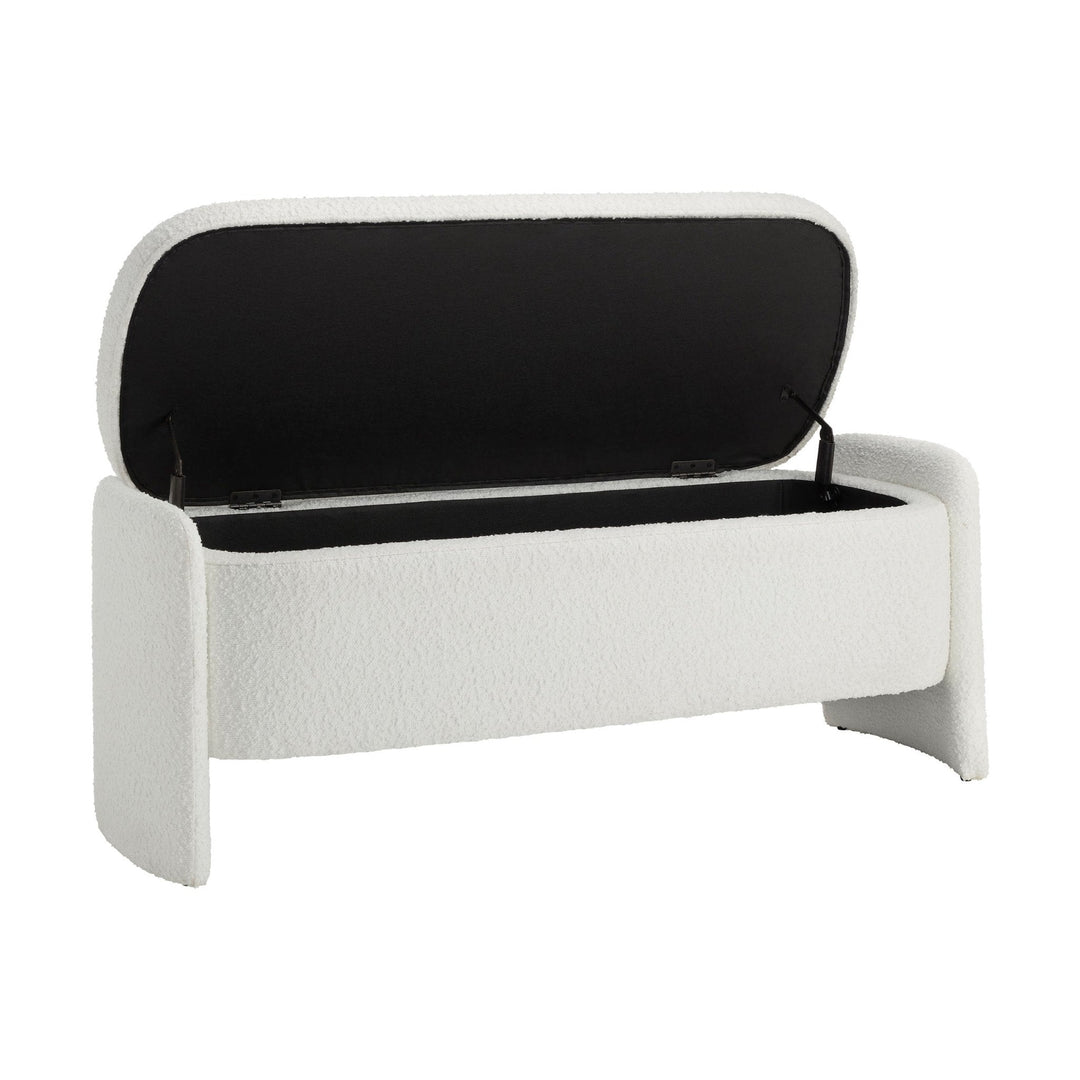 Leandro Curved Storage Bench - Boucle Ivory End of Bed Ottomans