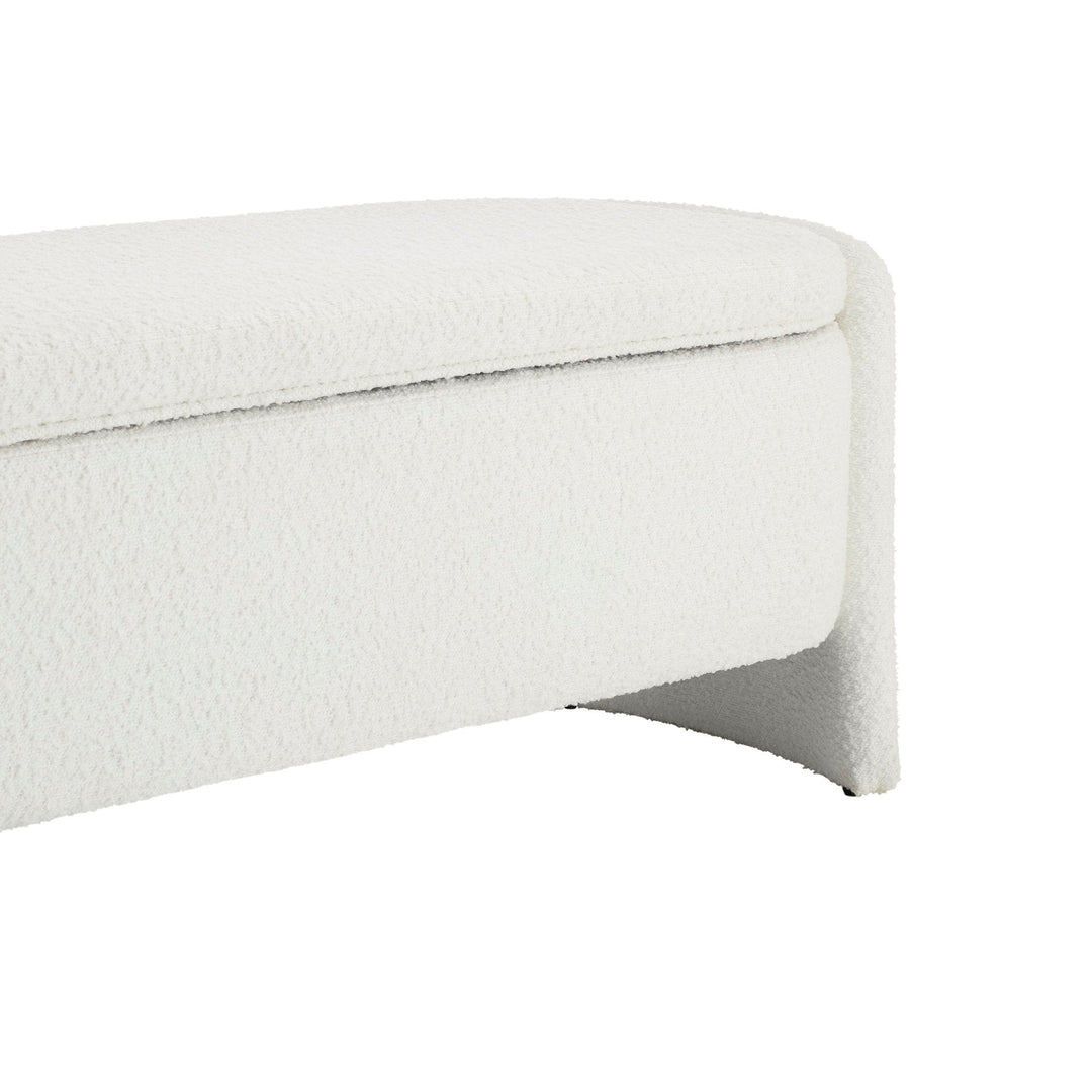 Leandro Curved Storage Bench - Boucle Ivory End of Bed Ottomans