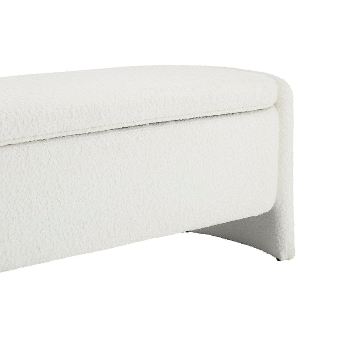 Leandro Curved Storage Bench - Boucle Ivory End of Bed Ottomans
