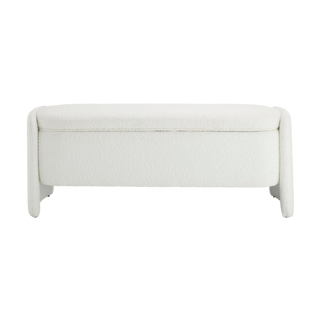 Leandro Curved Storage Bench - Boucle Ivory End of Bed Ottomans