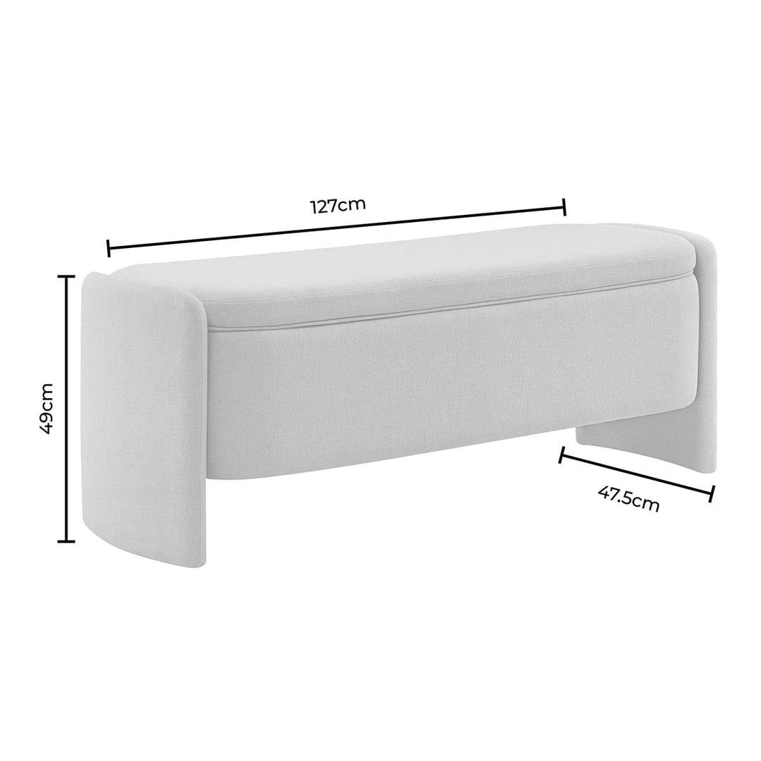 Leandro Curved Storage Bench - Boucle Ivory End of Bed Ottomans