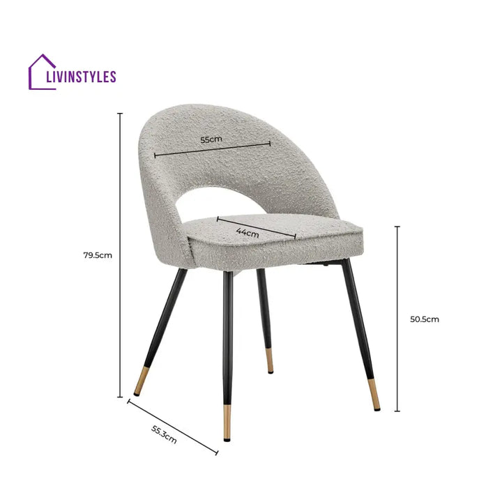 Diego Set of 2 Dining Chairs - Bouclé - Taupe - Dining Chair