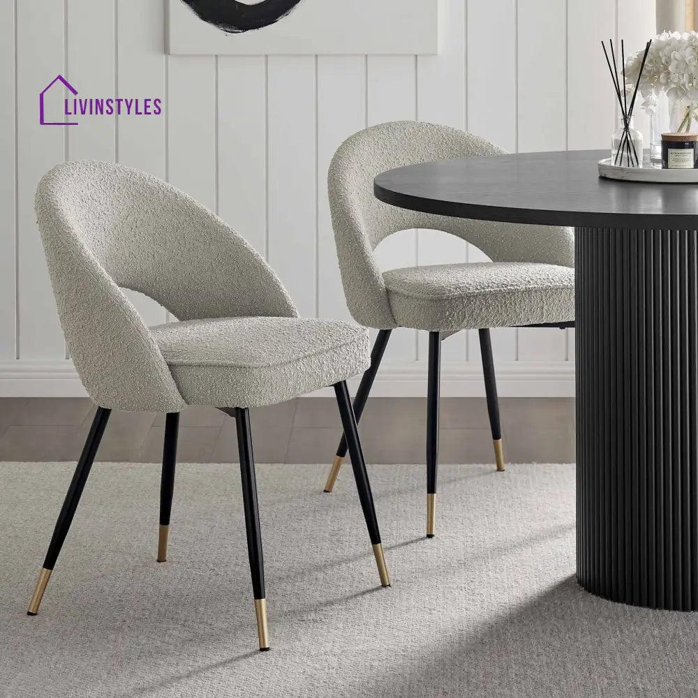 Diego Set of 2 Dining Chairs - Bouclé - Taupe - Dining Chair