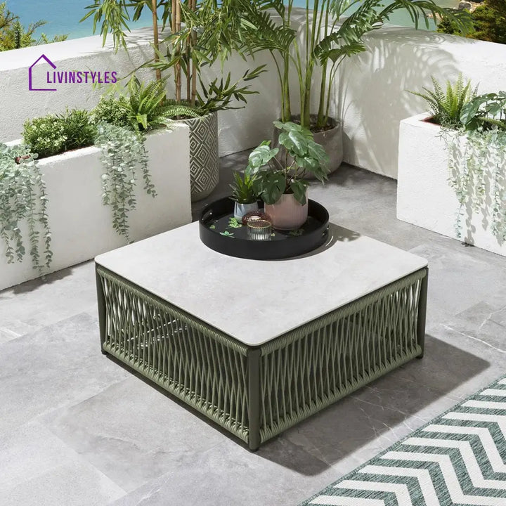 Dieter Outdoor Sofa Set 9 Seater and 2 Center Table Set (Green) Braided & Rope - Sofa Sets