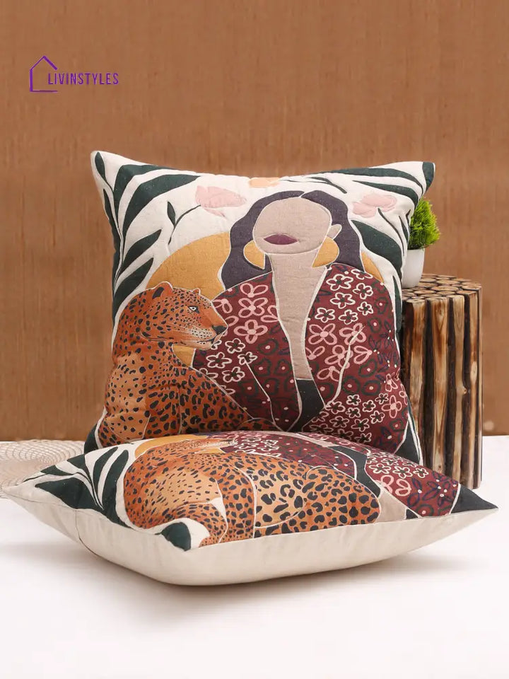 Digital Printed Cotton Cushion Cover Set Of 2 (20X20 Inch)