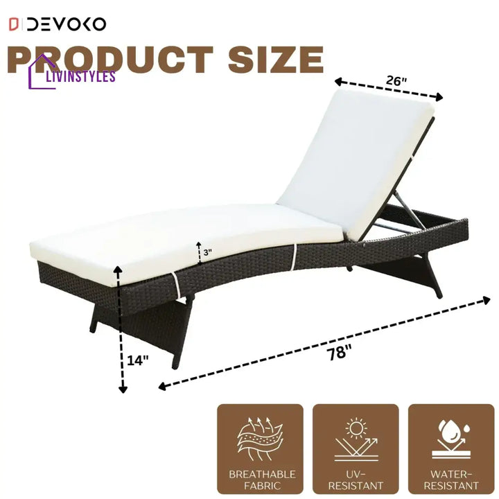 Dima Outdoor All-Weather Wicker Lounger with Cushions - Lounger Set