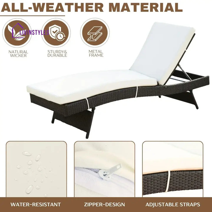Dima Outdoor All-Weather Wicker Lounger with Cushions - Lounger Set