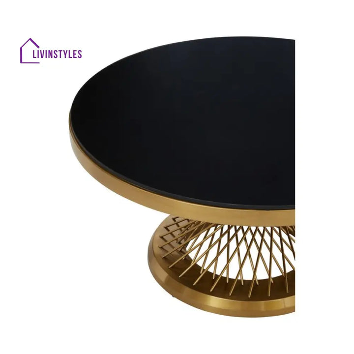 Dimple Glass Top Round Coffee Table For Living Room